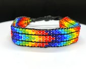 Pride flag adjustable beaded bracelet, Pride bracelet