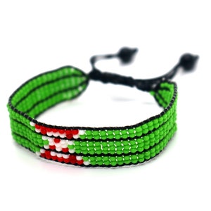 Burundi flag adjustable beaded bracelet