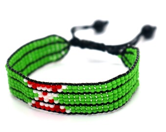 Burundi flag adjustable beaded bracelet