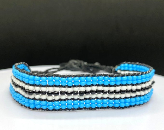 Botswana flag adjustable beaded bracelet