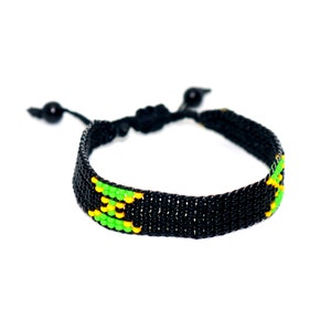 Jamaica flag adjustable beaded bracelet