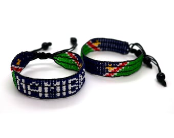 Namibia flag adjustable beaded bracelet, Namibian bracelet, Namibia flag bracelet