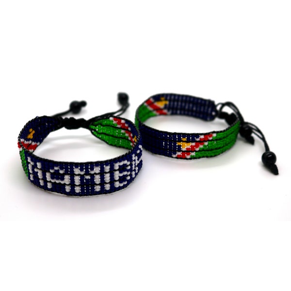 Namibia flag adjustable beaded bracelet, Namibian bracelet, Namibia flag bracelet