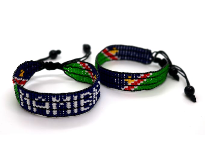 Namibia flag adjustable beaded bracelet, Namibian bracelet, Namibia flag bracelet
