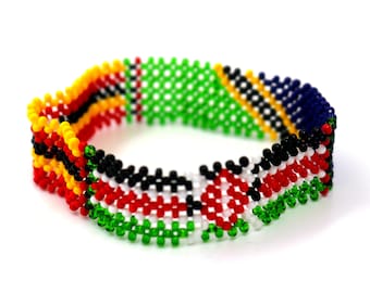 East African bracelet, Kenya, Tanzania and Uganda flag bracelet
