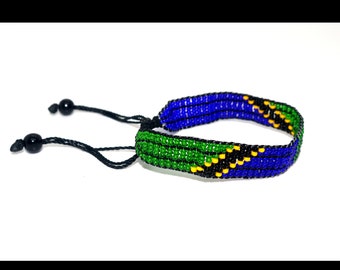 Tanzania flag adjustable beaded bracelet