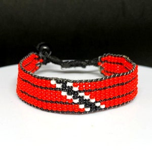 Trinidad flag adjustable beaded bracelet, Trinidad bracelet