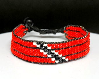 Trinidad flag adjustable beaded bracelet, Trinidad bracelet
