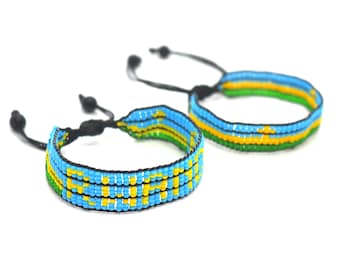 Rwanda flag adjustable beaded bracelet