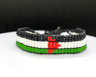 Palestine flag adjustable beaded bracelet, Palestine bracelet