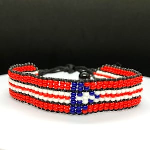 Puerto Rico flag adjustable beaded bracelet, Puerto Rican bracelet