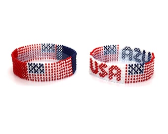 USA flag beaded bracelet