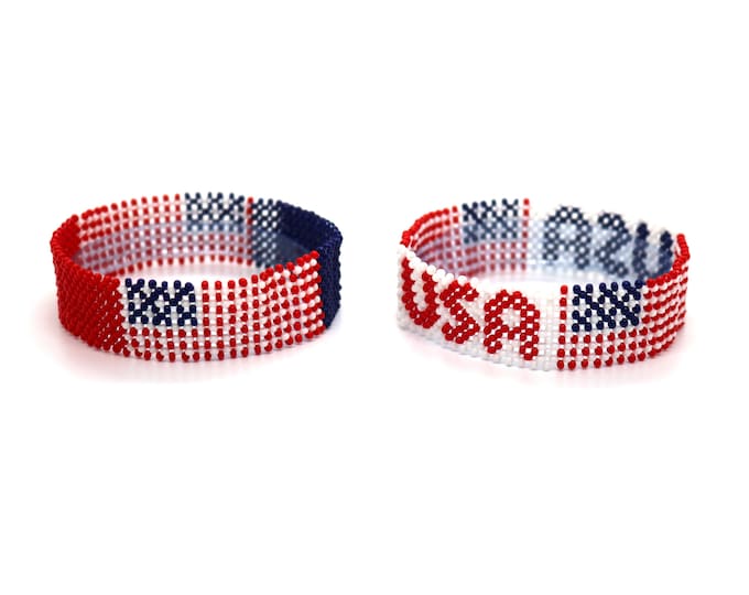 USA flag beaded bracelet