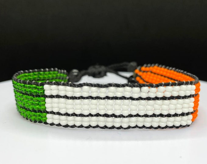 Irish flag adjustable beaded bracelet