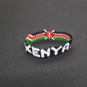 Personalized Kenyan flag bracelet Flag & country name