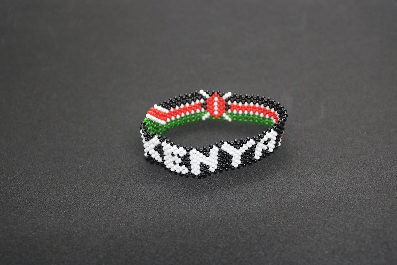 Personalized Kenyan flag bracelet Flag & country name