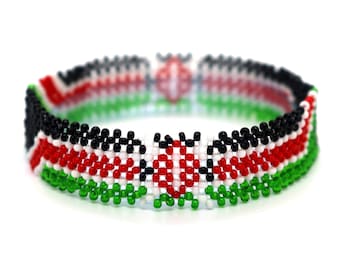 Pulsera de cuentas con bandera de Kenia