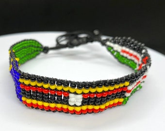 East African flags adjustable beaded bracelet, East African bracelet, East African Community bracelet