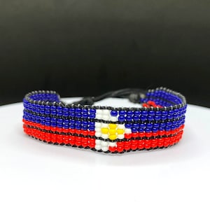 Philippines flag adjustable beaded bracelet, Philippines bracelet