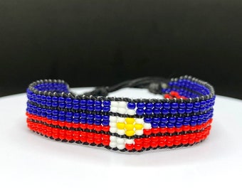 Philippines flag adjustable beaded bracelet, Philippines bracelet