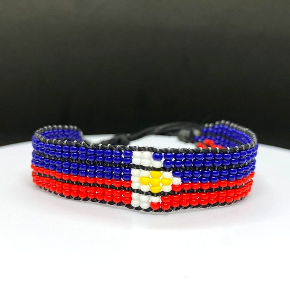 Philippines Flag Adjustable Beaded Bracelet Philippines Etsy