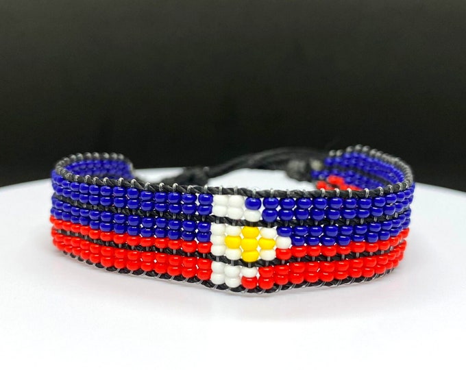 Philippines flag adjustable beaded bracelet, Philippines bracelet
