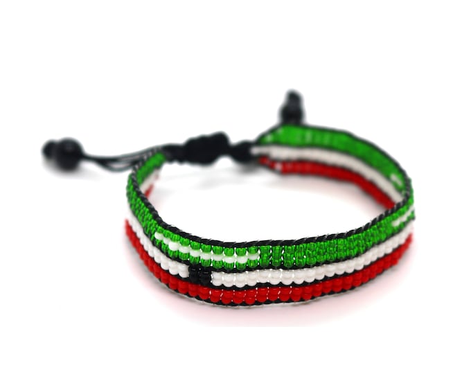 Somaliland flag adjustable beaded bracelet