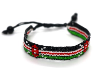 Kenyan flag adjustable beaded bracelet