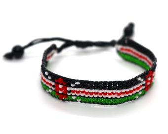 Bracelet ajustable en perles avec drapeau du Kenya