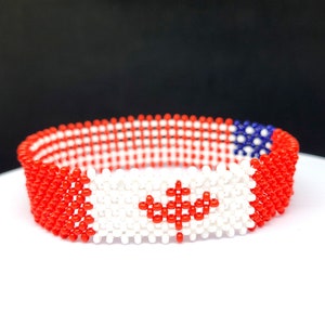 Canadian American bracelet, Canada flag bracelet, American flag bracelet