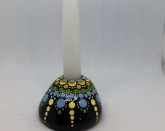 Mandala stone as table vase or candle holder