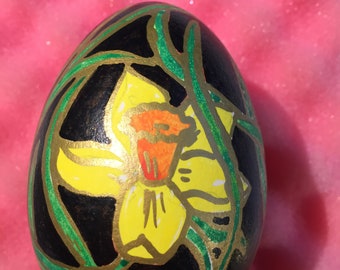 Easter egg, painted duck egg, "flowers"