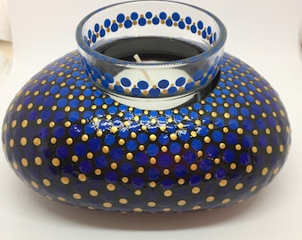 Mandalastein Tea light Holder "Night Blue"