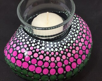 Mandala stone tealight holder windlight
