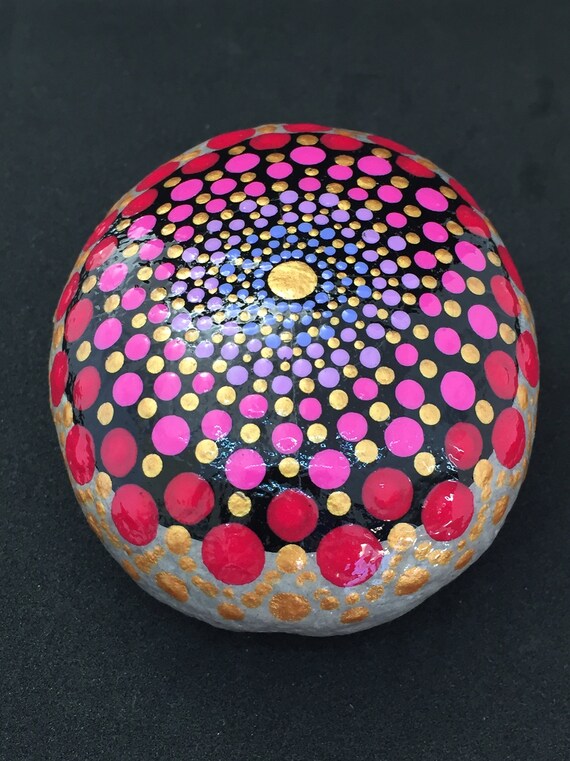 Mandalastein rot gold Dots - Briefbeschwerer...