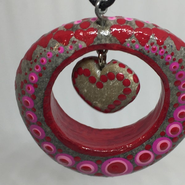 Mandala Stone Pendant, Amulet, Chain - Hanging Heart - Love Valentine's Day INDIVIDUALISIERBAR