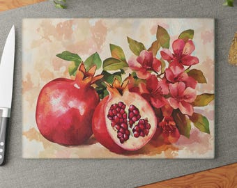 Pomegranate Tempered Glass Cutting Board: Luxury Kitchen Decor