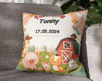 Personalized Farm Animals Nursery Cushion, New Baby Gift