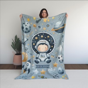 Personalisierte Space Baby Decke, Flanell Weltraum Kinderzimmer Dekor