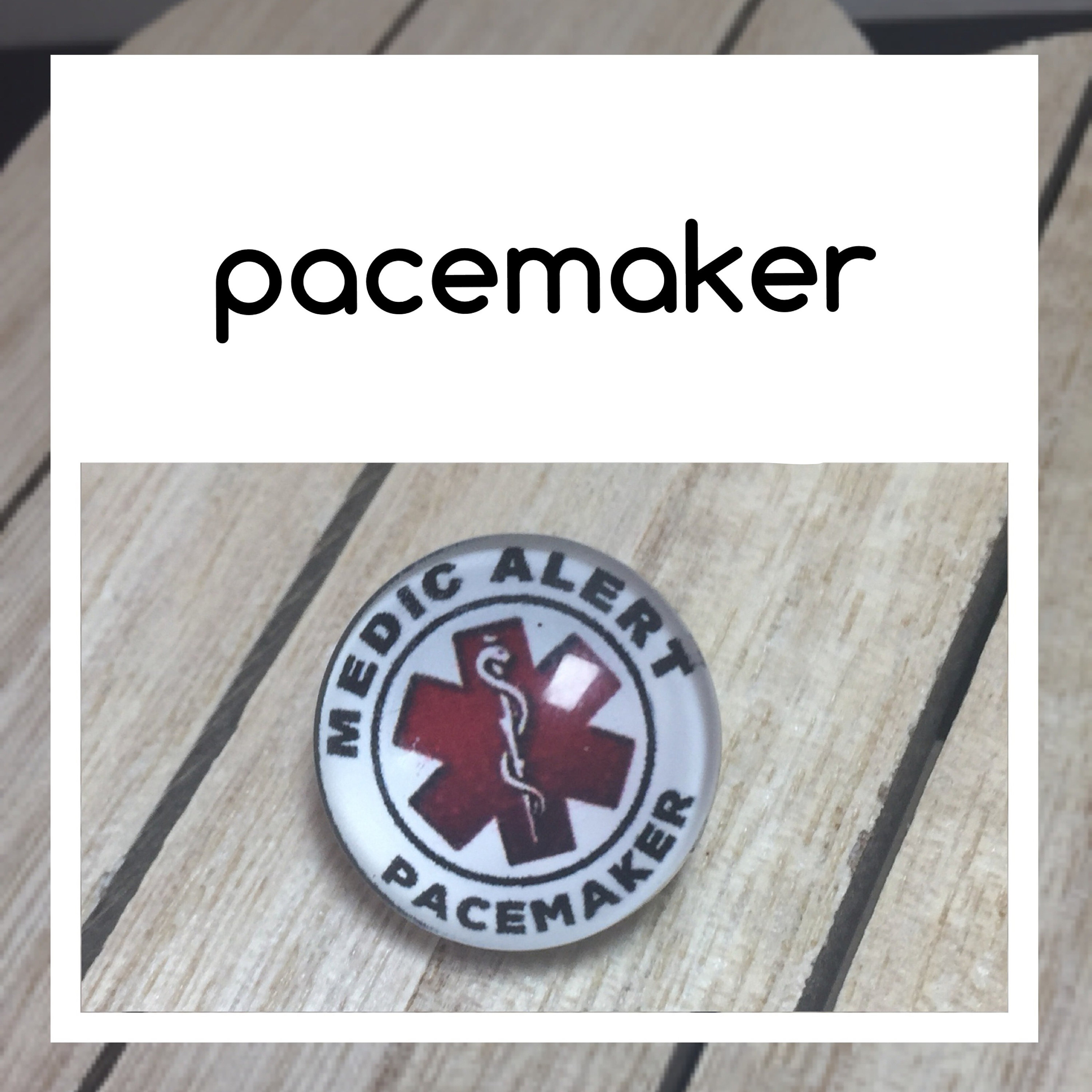 Medical ID Charm Pacemaker 18mm Snap Available in Both Red - Main Image