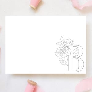 Paint Your Own Watercolor Monogram Birth Flower Notecard Set, DIY Stationery Craft Kit, Gift for Her, Stocking Stuffer, Roommate,