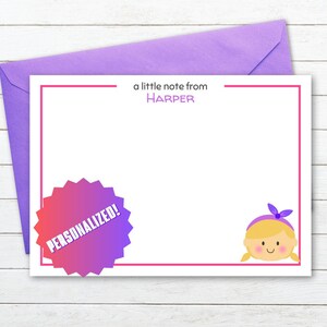 Gepersonaliseerde briefpapier voor kinderen Notitiekaarten voor kinderen Afdrukbare notities Aangepast cadeau voor meisjes of jongens Pen Pal Kit Geen bewerking Print thuis