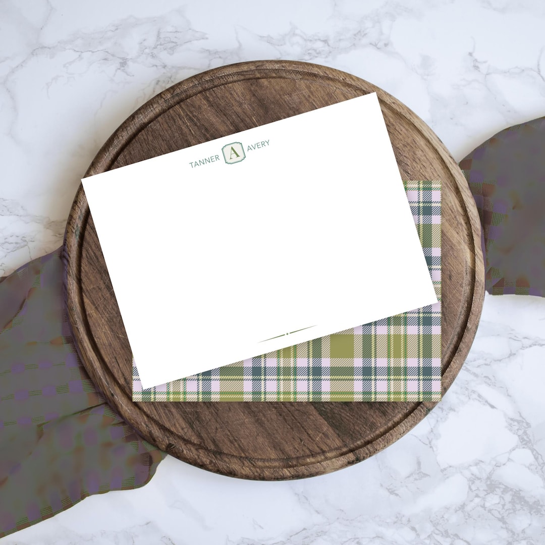 Personalized Stationery Gift Set for Men, Double Sided Flat Note Card ...