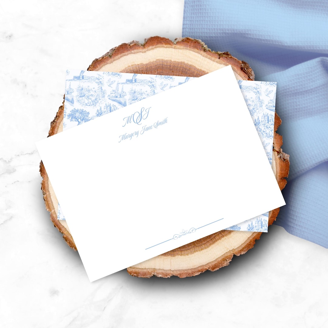 Personalized Stationery Gift Set, Double Sided Monogrammed Flat Note ...