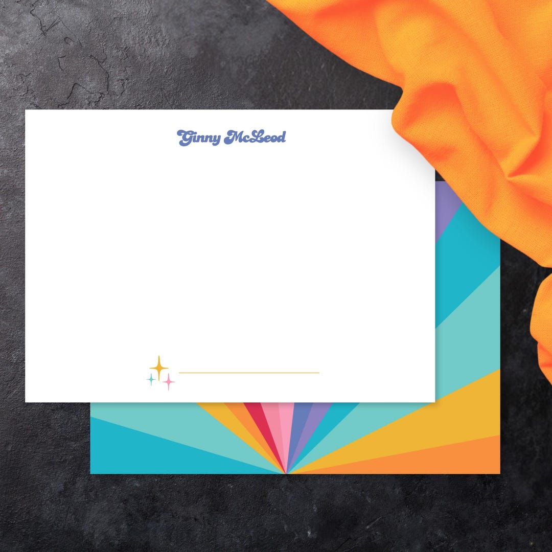 Personalized Retro Stationery Gift Set, Double Flat Note Card ...