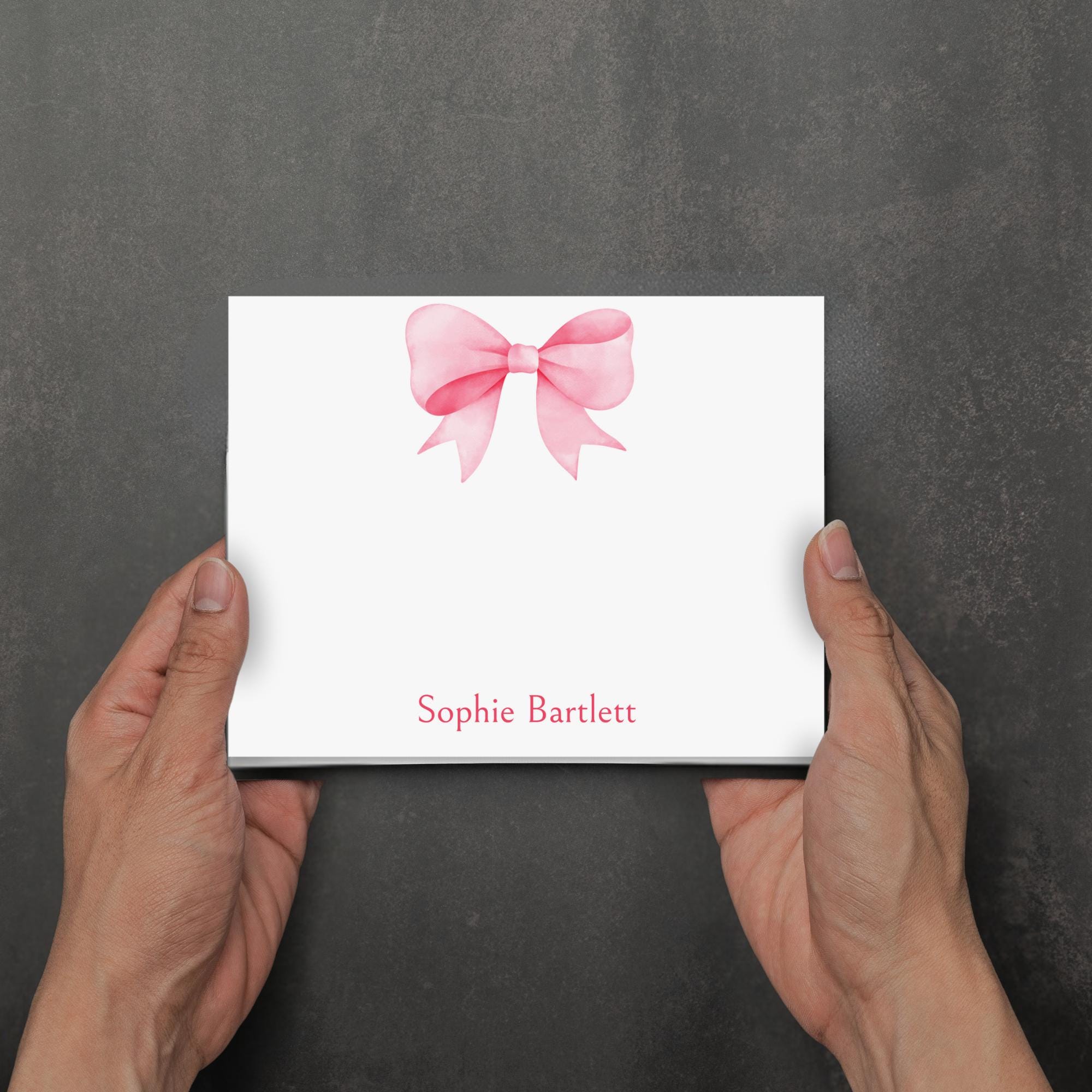 Cute Pink Bow Personalized Stationery, Watercolor Coquette Custom ...