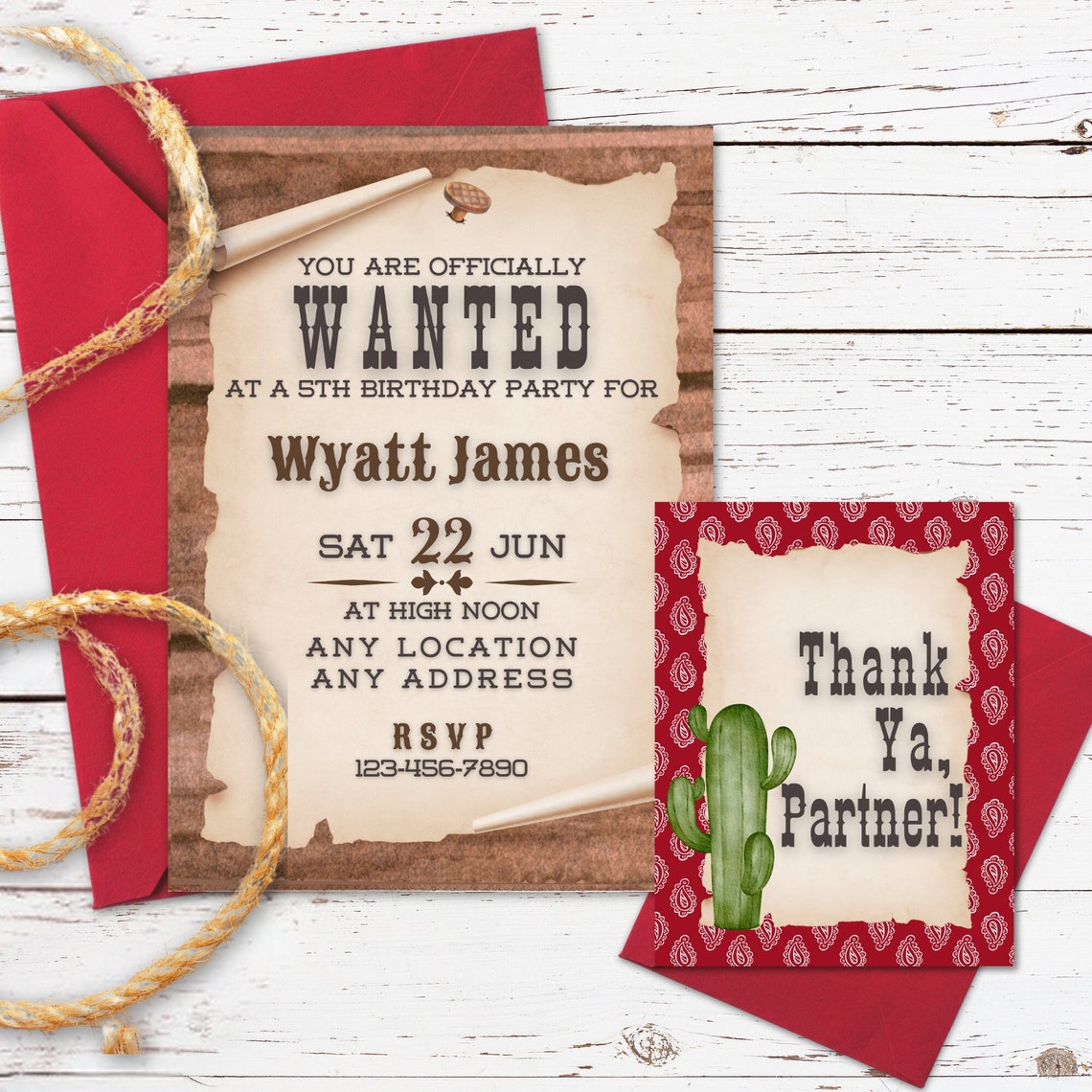 Wanted Poster Western Style Personalized Birthday Party Invitation ...