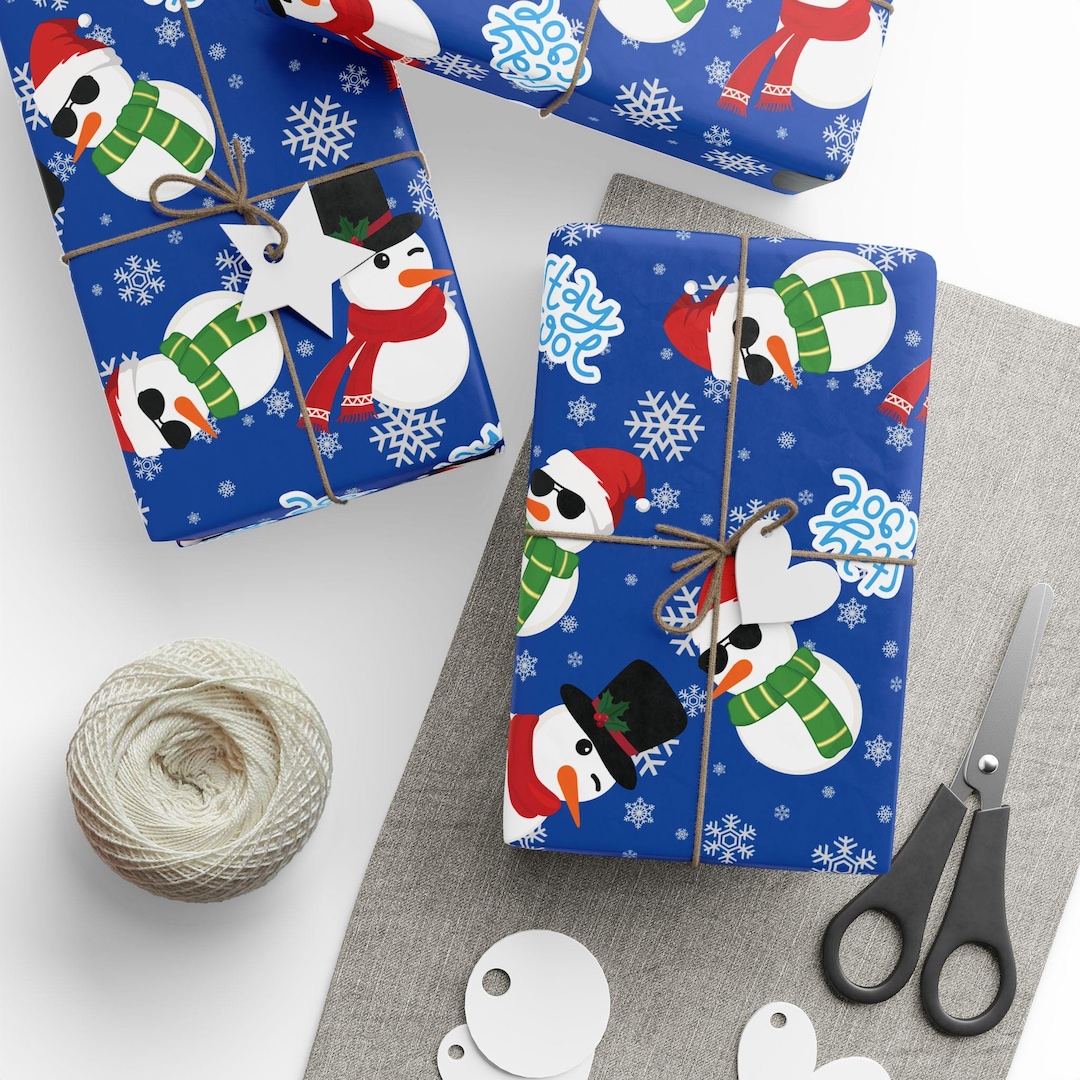 Stay Cool Holiday Snowman Wrapping Paper, Christmas Gift Wrap for