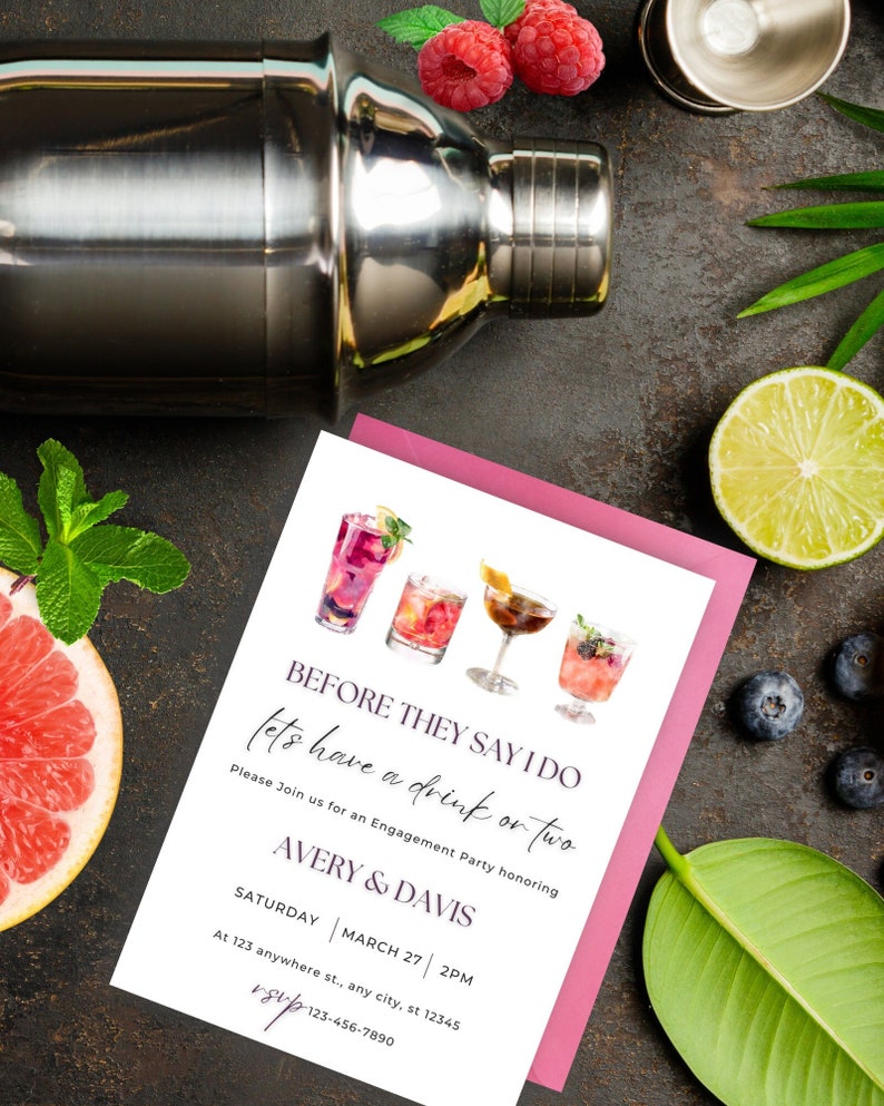 Engagement Cocktail Party Invitation Engagement Party Etsy