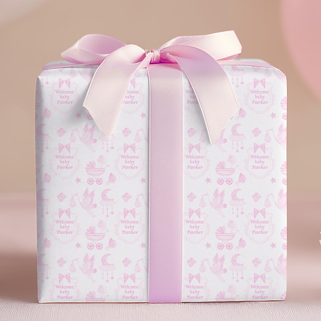 Personalized Baby Wrapping Paper, Custom Watercolor Nursery Toile Gift ...